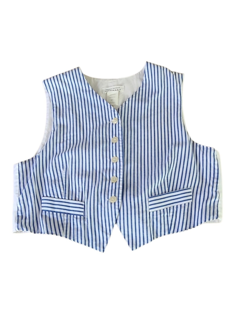 VINTAGE Express Compagnie Internationale Blue & White Striped Vest
